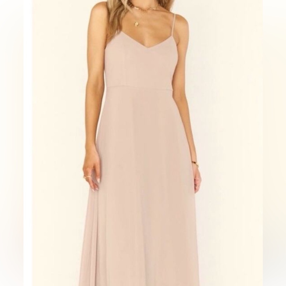 NWT show me your mumu faith maxi soft beige chiffon dress